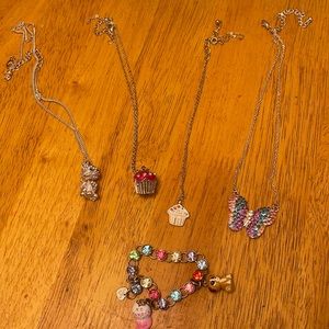 4 necklaces and bracelet for little girl